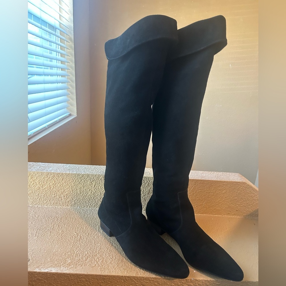 Talbot Women’s Tall Boots. Black Suede Cuffed above knee.